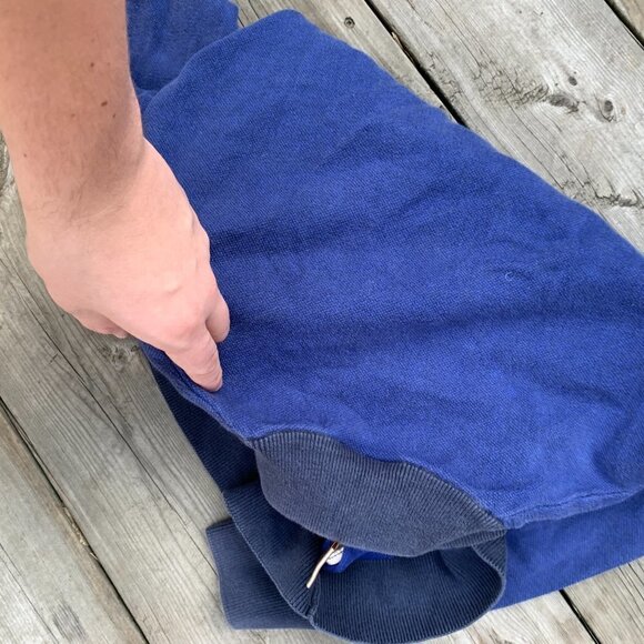 Vintage Burberry Quarter Zip Sweater Medium Blue - Picture 6 of 10